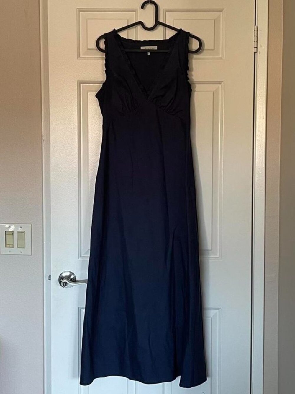 WAYF Navy Cotton V-Neck Dress